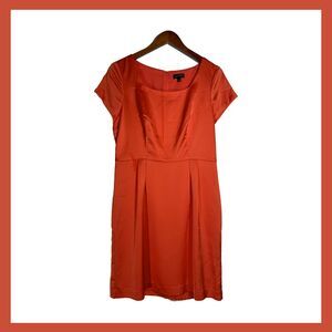 NWT The Limited Coral Orange Sheath Dress Cap Sleeve Pleated Skirt Cocktail 8